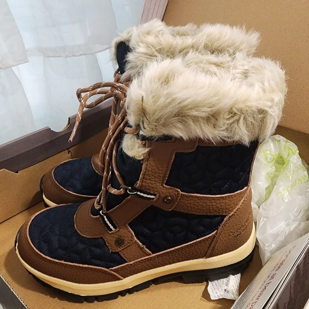 BearPaw Marina Waterproof Quilted Faux Fur Snow Boot in Hickory II, Size 6. NIB - Picture 2 of 14